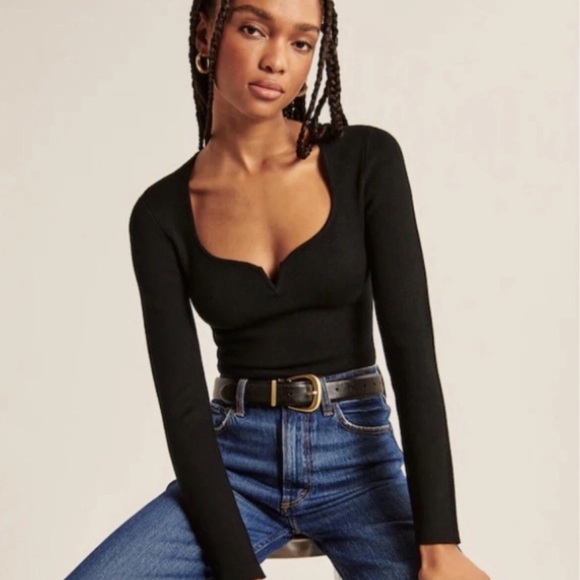 Abercrombie & Fitch Black Long Sleeve Bodysuit - Picture 1 of 3